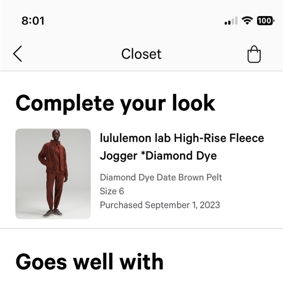 NWT Lululemon Lab Fleece Jogger Size 6 - Picture 4 of 4